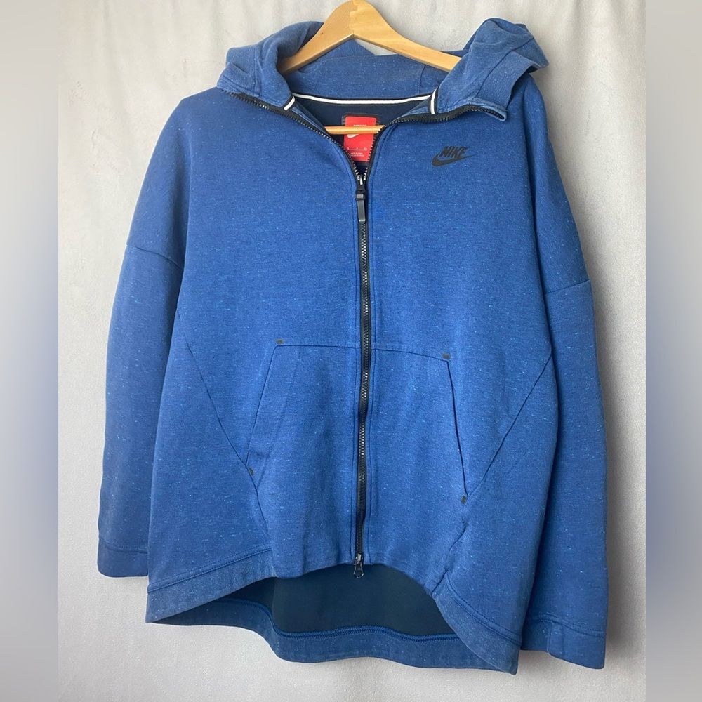 Nike Tech Fleece Blue Full Zip Athleisure Athletic Gym Cape Style Hoodie  S